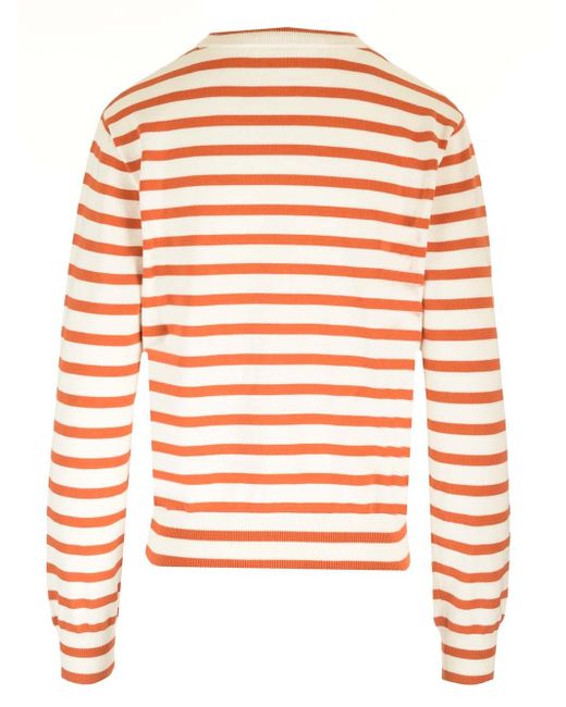 Maison Kitsuné Orange Striped Pattern Sweater