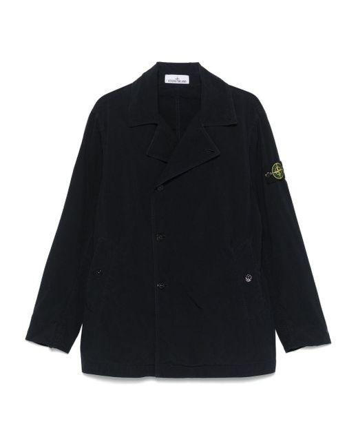 Stone Island Black Short Nylon Trench Coat for men