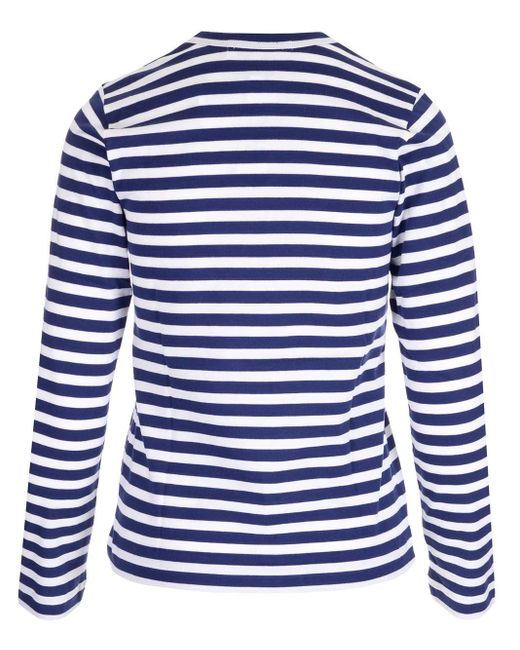 COMME DES GARÇONS PLAY Blue Striped Cotton Long-sleeved T-shirt