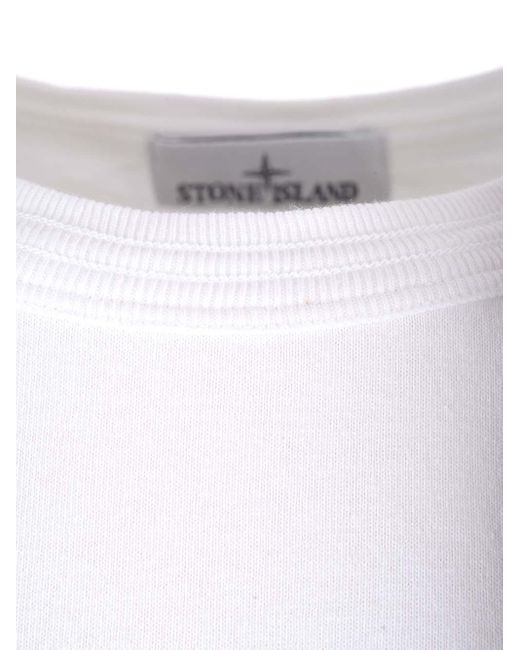 Stone Island White "marina Old Treatment" T-shirt