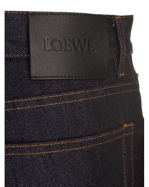 Loewe Blue Raw Denim Flared Leg Jeans for men