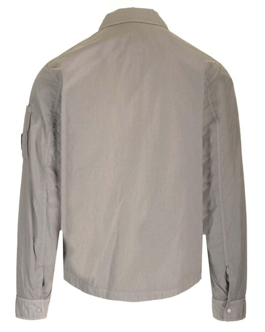 C P Company Gray "chrome-r" Garment-dyed Overshirt for men