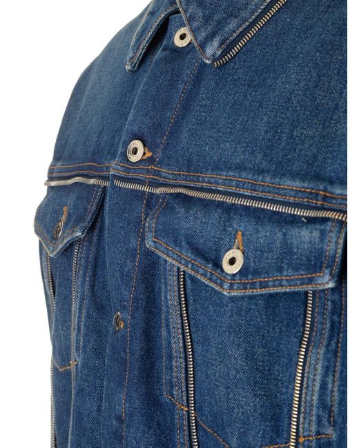 Off-White c/o Virgil Abloh Blue Zip-embellished Denim Jacket - Men's - Cotton for men