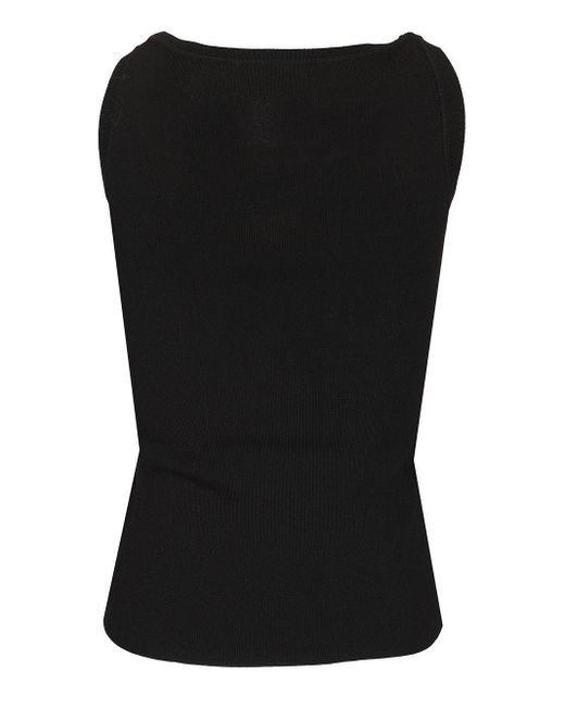 Max Mara Black Sleeveless Top With Logo Tops