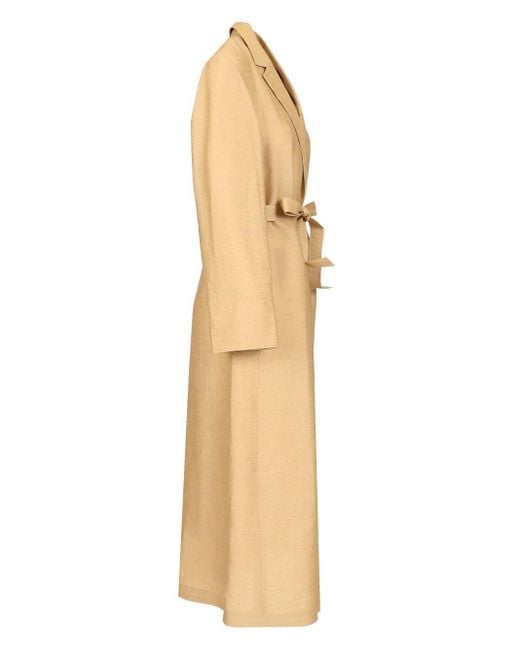 Max Mara★Linen and silk canvas overcoat Max Mara Linen And Silk Canvas Overcoat in Natural | Lyst