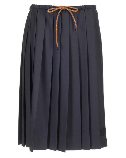 Miu Miu Blue Pleated Batavia Skirt