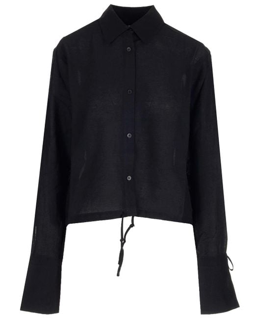 Totême Silk Shirt With Lapels in Black | Lyst