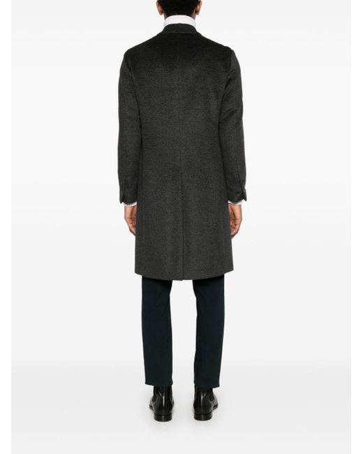 Lardini Gray Double Breasted Coat In Wool And Alpaca for men