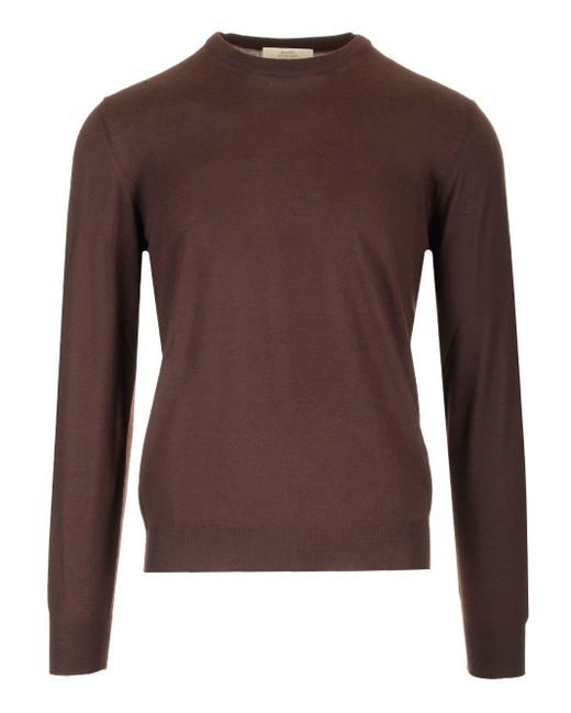 Mauro Ottaviani Brown Crewneck Sweater In Wish Wool for men