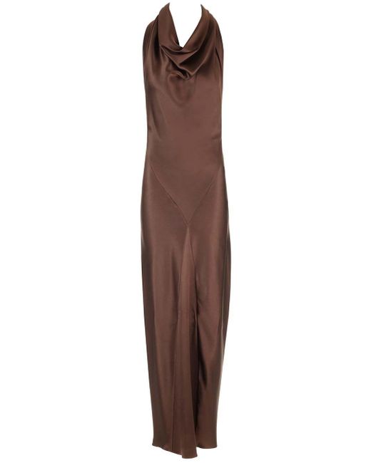 Loewe Brown Long Scarf Dress In Silk Satin