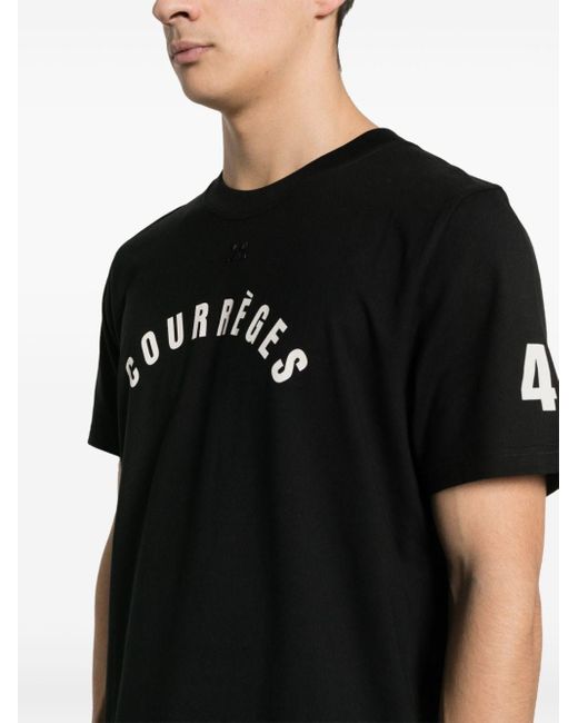 Courreges Ac Straight Printed T-shirt Men Black In Cotton