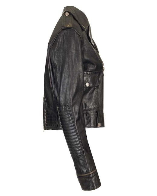 Golden Goose Leather Biker Jacket in Black | Lyst