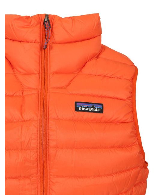 Patagonia Orange Sleeveless Drawstring Down Jacket for men