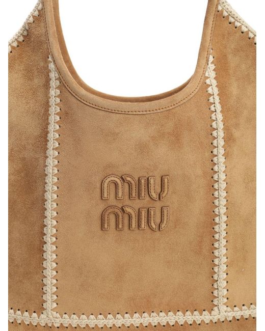 Miu Miu Natural "ivy" Bag In Suede