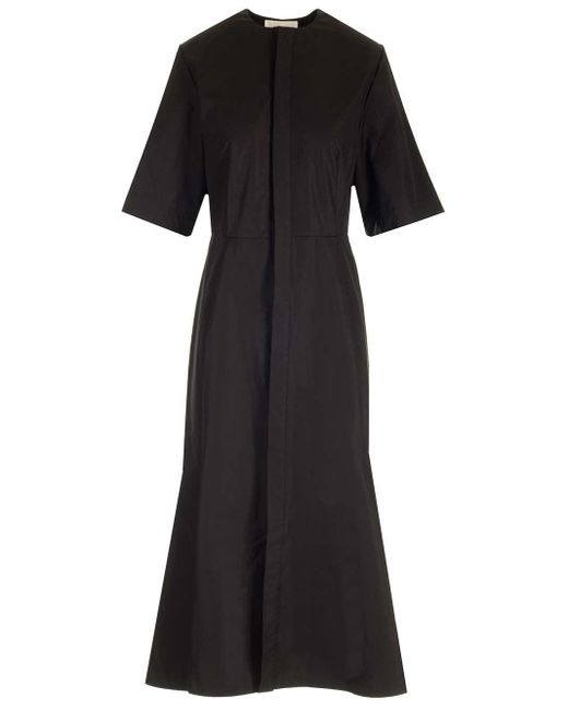 AMI Black Godet Midi Dress