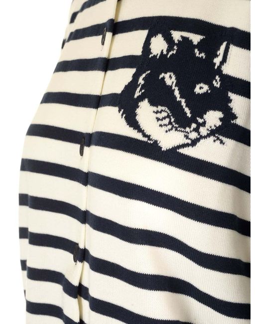 Maison Kitsuné Multicolor Striped Cardigan With Fox Embroidery