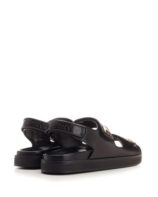 Givenchy White 4g Leather Strap Flat Sandals