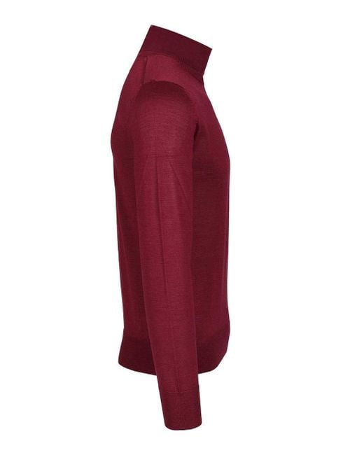 Al Duca D'aosta Red Cashmere And Silk Turtleneck Sweater for men