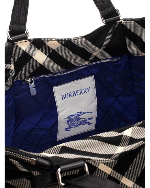 Burberry Black "check" Tote Bag for men