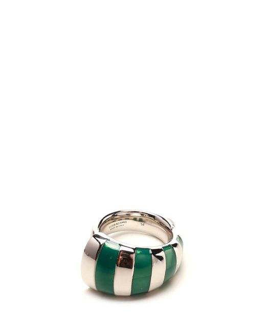 Ferragamo Green Rounded Band Ring