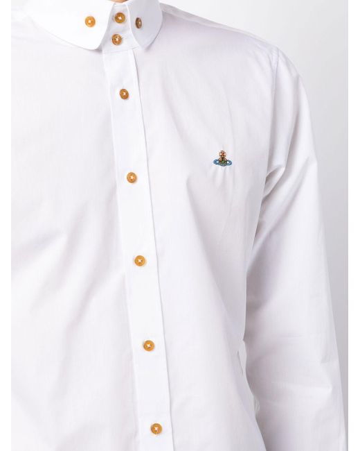 Vivienne Westwood White Embroidered-orb Button-up Shirt for men