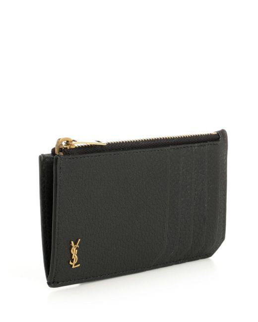 Saint Laurent Black "tiny Cassandre Fragments" Zip-around Card Holder