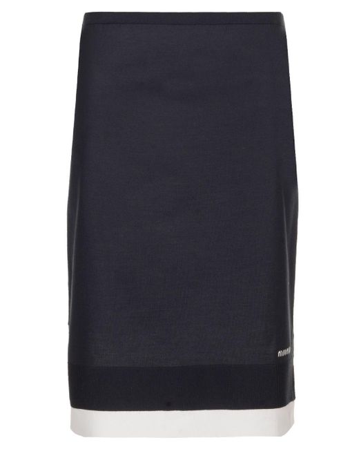 Miu Miu Blue Skirt With Double Layer