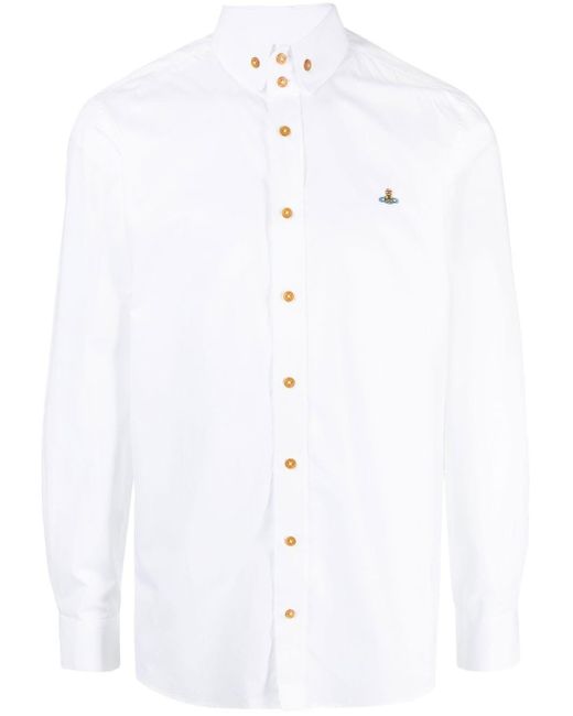 Vivienne Westwood White Embroidered-orb Button-up Shirt for men