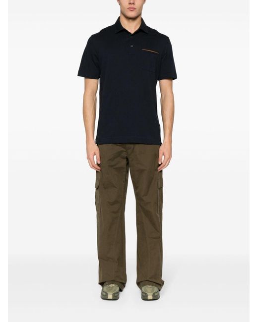 Zegna Black Chest-Pocket Cotton Polo Shirt for men