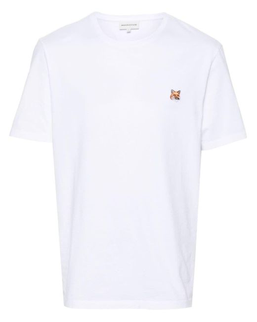 Maison Kitsuné White T-shirt With Fox Head Patch