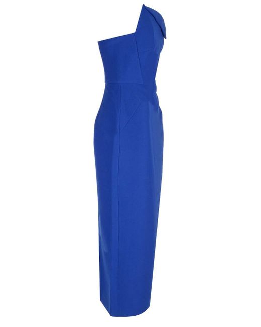 Roland Mouret Blue Asymmetric Midi Dress