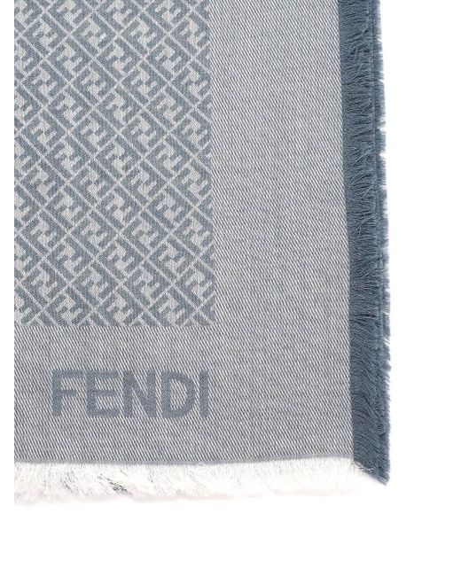 Fendi Gray Shawl With All-over Ff Motif