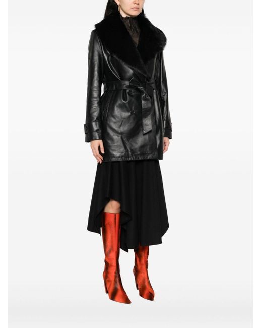 Arma Black "manon" Leather Coat