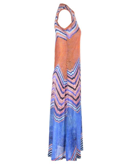 Ulla Johnson Blue Long Orla Dress With Multicolored Graphics