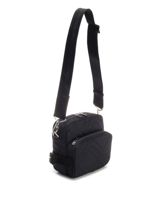 Burberry Black Pocket With Check Shoulder Bag In Jacquard for men