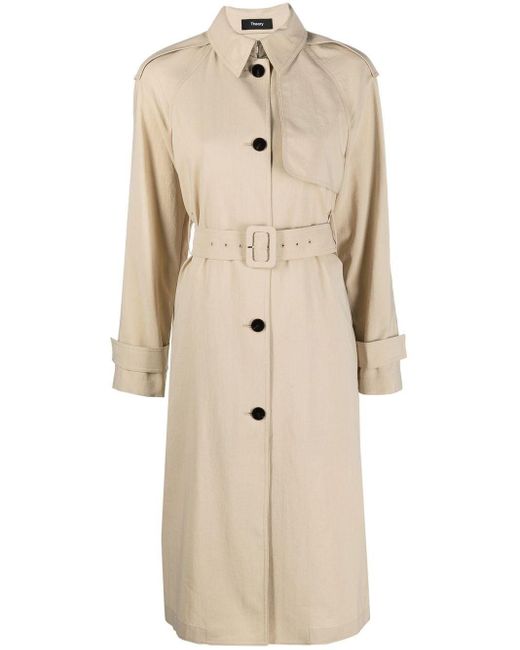 Theory Synthetic Trench Coat in Beige (Natural) | Lyst