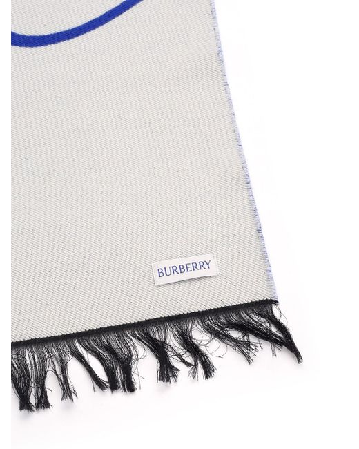 Burberry Blue Wool And Silk Scarf