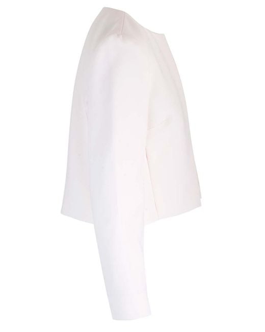 Theory White Cropped Crepe Jacket Without Collar