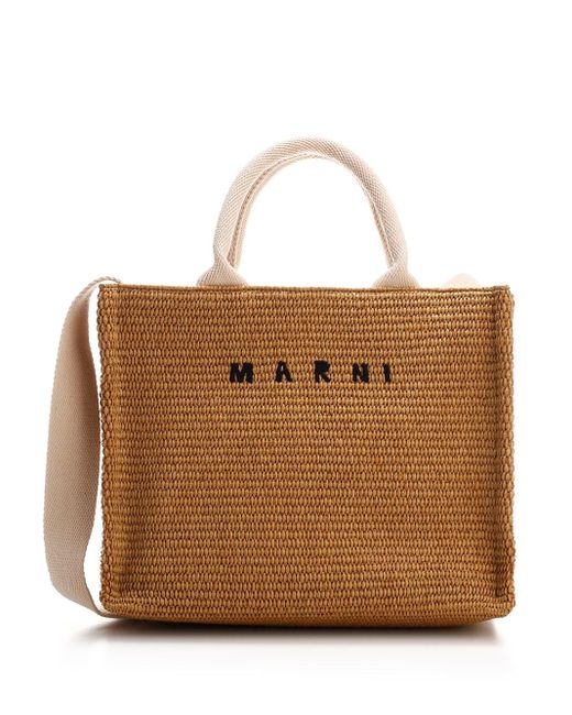 Marni Brown Raffia Handbag