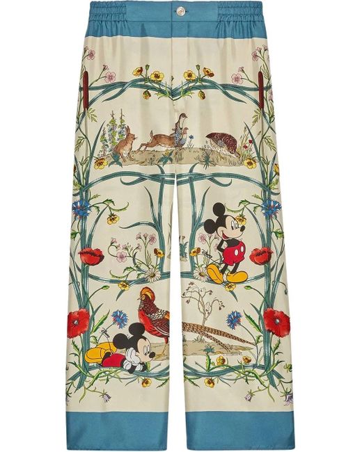 Gucci Multicolor Disney Print Silk Pyjama Trousers