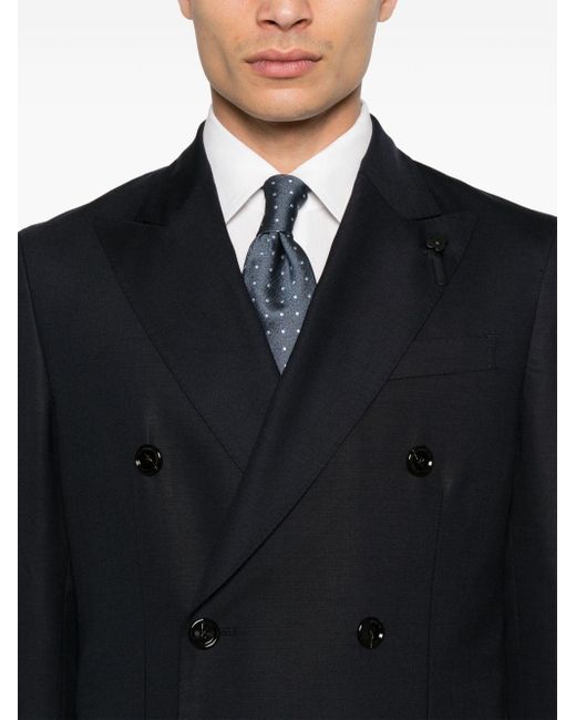 Lardini Blue Double Breasted Suit In Stretch Wool for men