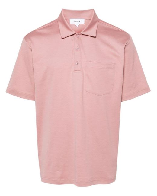 Lardini Pink Cotton Polo Shirt With Pocket for men