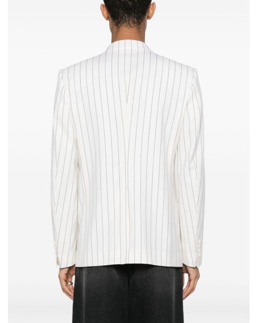 Dolce & Gabbana White Pinstriped Double-Breasted Blazer for men