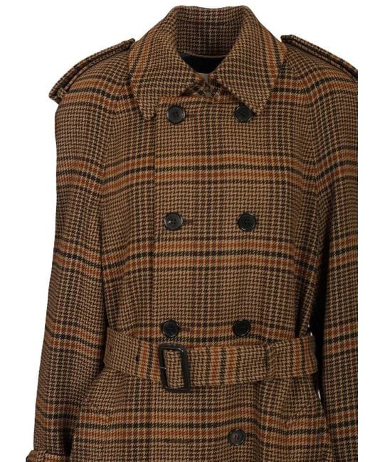 Saint Laurent Brown Prince Of Wales Coat