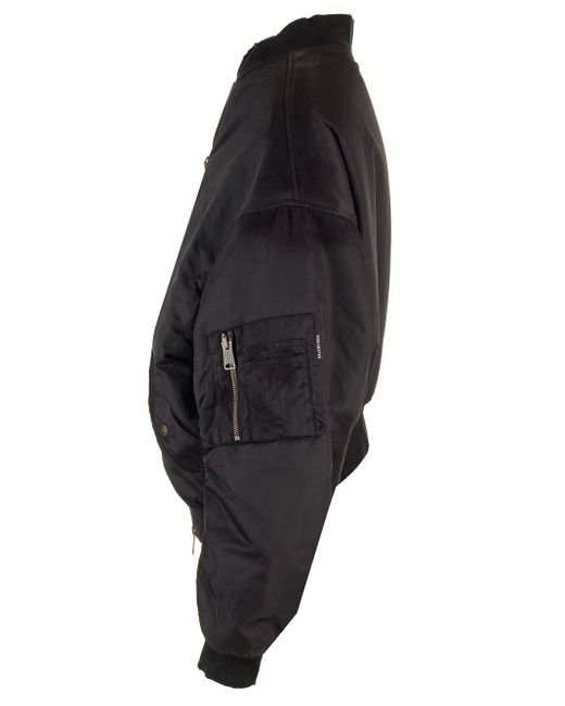 Balenciaga Black Off Shoulder Bomber Jacket for men