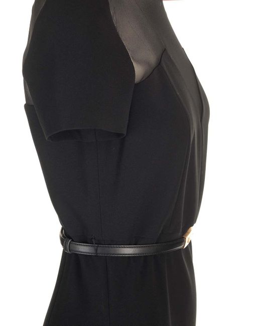 Max Mara Studio Black Short-sleeved Midi Dress