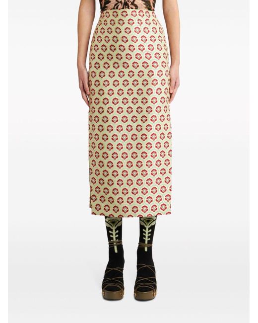 Etro Natural Fitted Midi Skirt