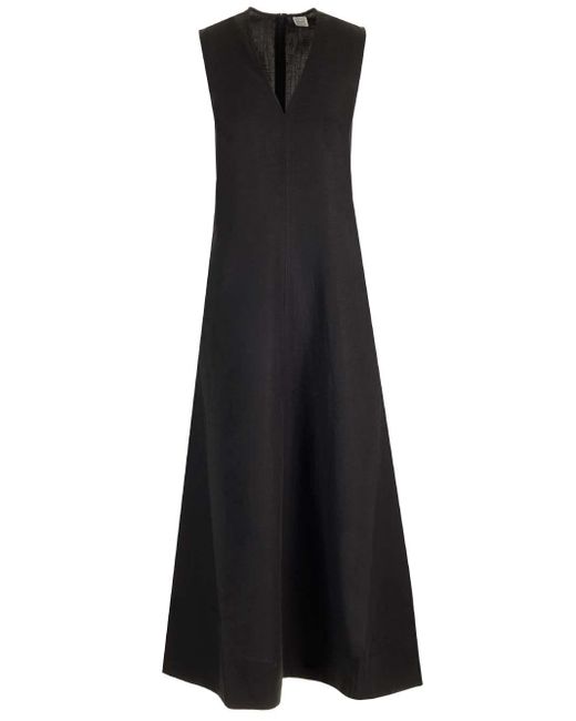 Totême  Black Fluid Dress With V-neck
