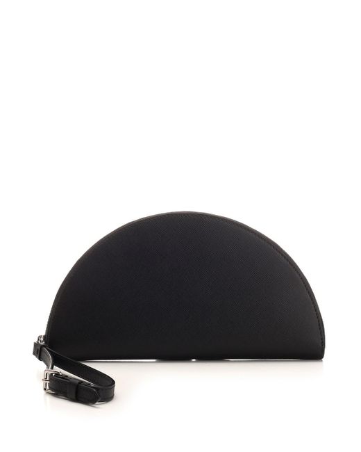 Maison Margiela Micro Crescent Clutch Bag In Black Leather