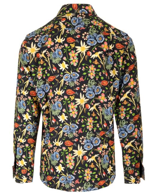 Vivienne Westwood Green Flower Print Shirt for men